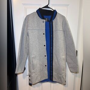 MPG Gray and Blue Bomber Jacket with Sporty Design
